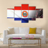 Textile flag of Paraguay with firework seamless close up Multi panel canvas wall art