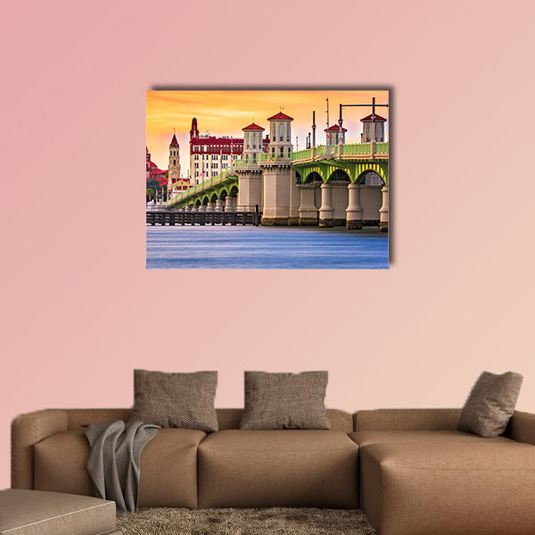 St. Augustine, Florida, USA city skyline and Bridge of Lions wall art
