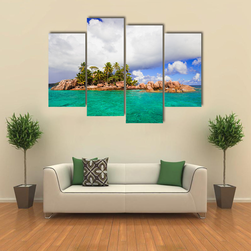 A Tropical Island At The Seychelles With A Natural Background Multi Panel Canvas Wall Art