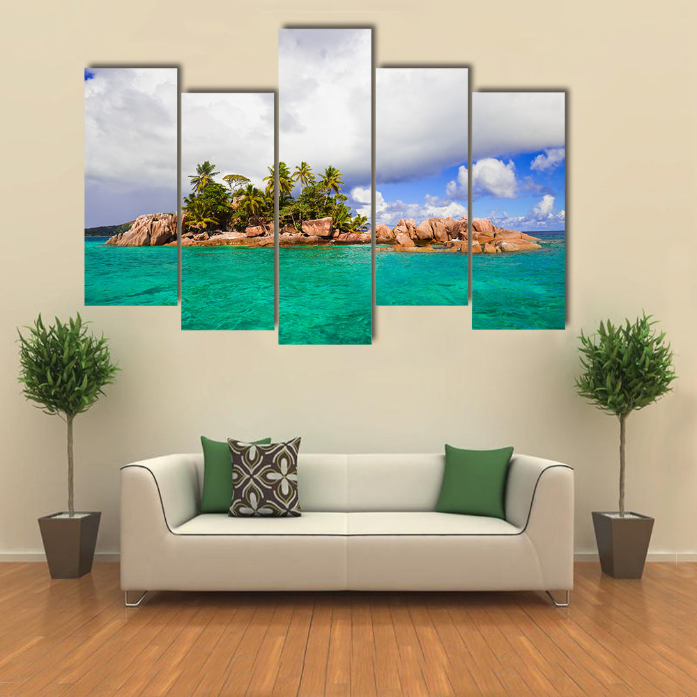 A Tropical Island At The Seychelles With A Natural Background Multi Panel Canvas Wall Art