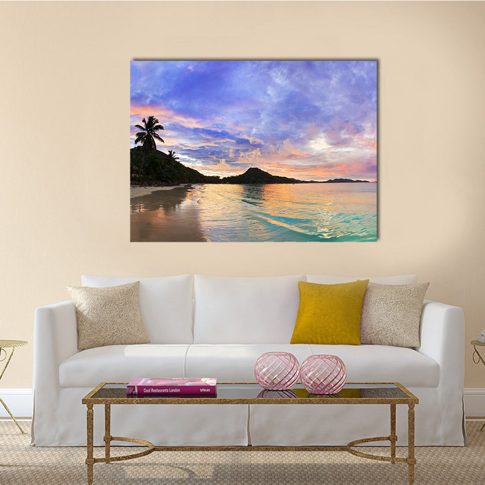 The Cote d” Or At Sunset In Seychelles Multi Panel Canvas Wall Art