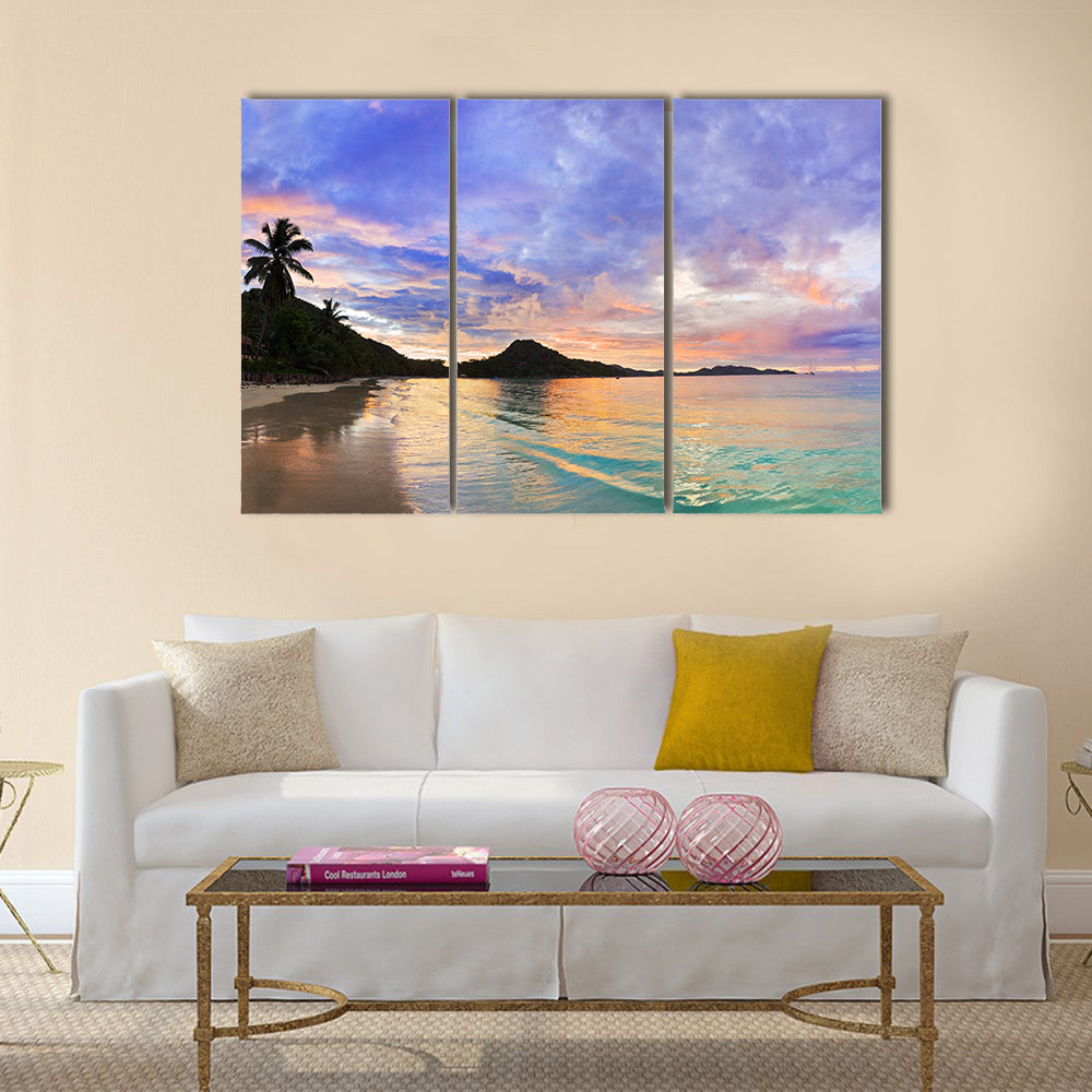The Cote d” Or At Sunset In Seychelles Multi Panel Canvas Wall Art