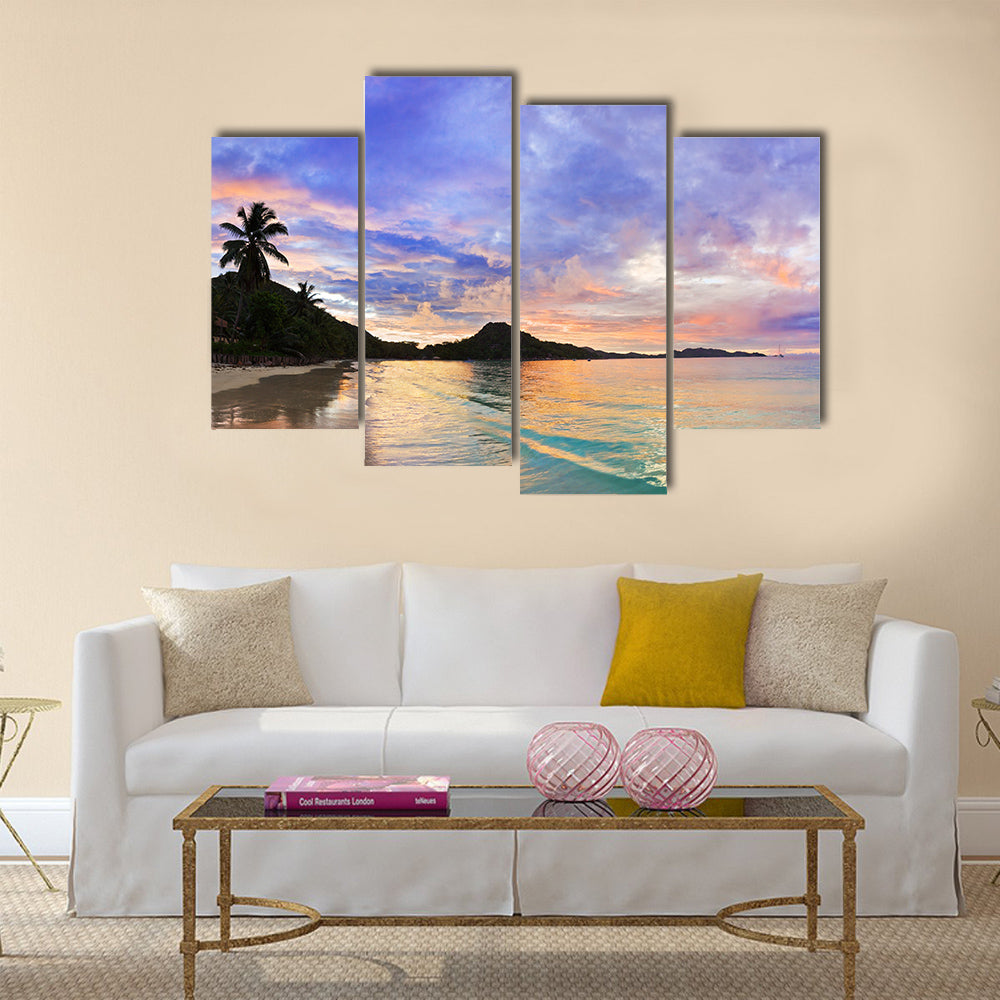 The Cote d” Or At Sunset In Seychelles Multi Panel Canvas Wall Art