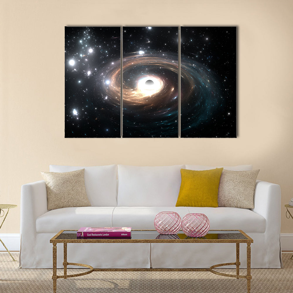 Black hole in deep space Multi Panel Canvas Wall Art
