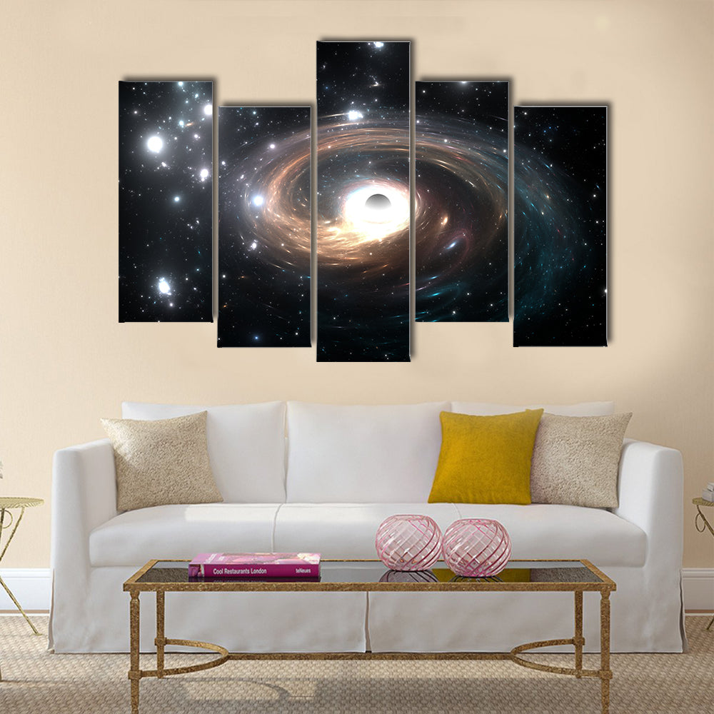 Black hole in deep space Multi Panel Canvas Wall Art