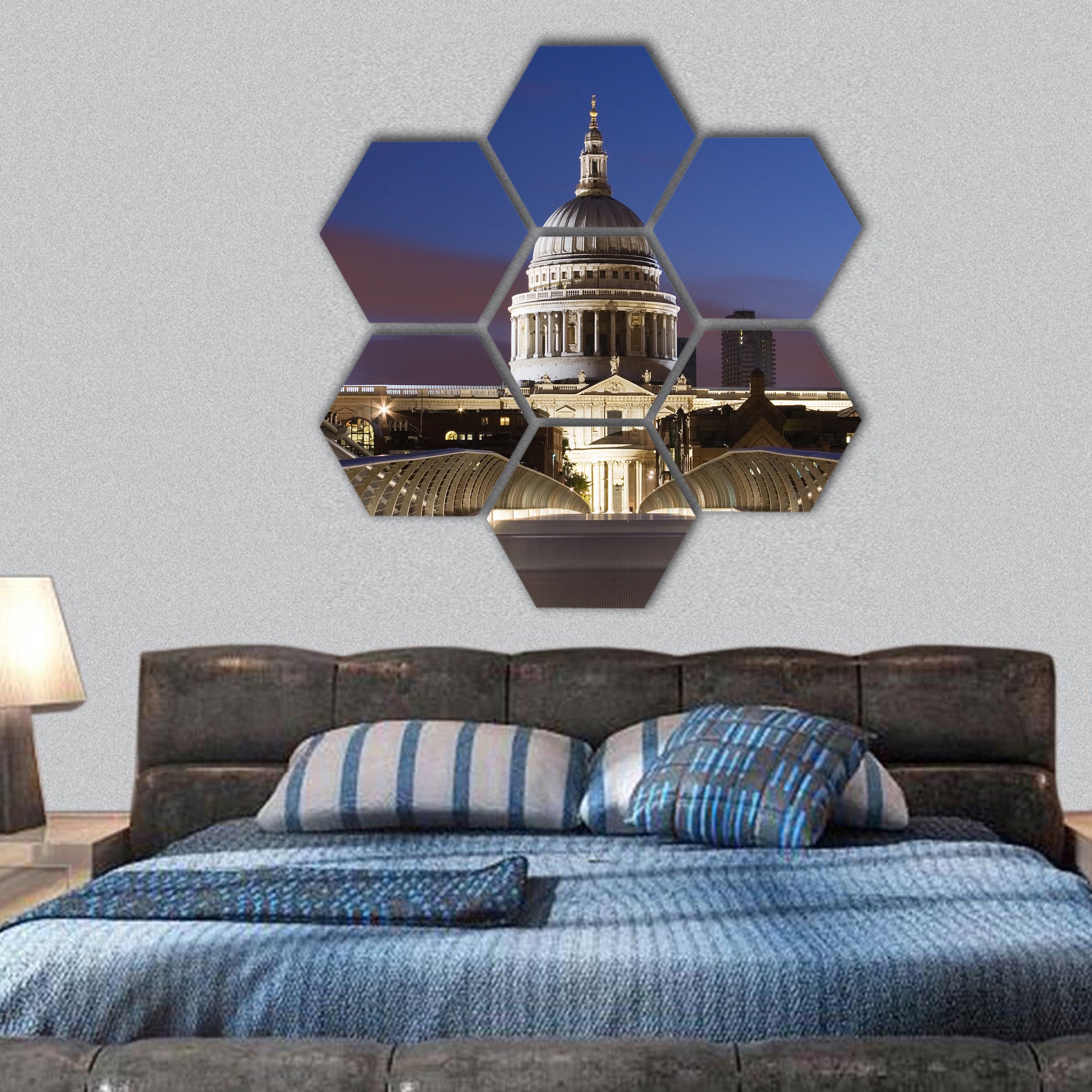 Bridge to St. Pauls in London hexagonal canvas wall art