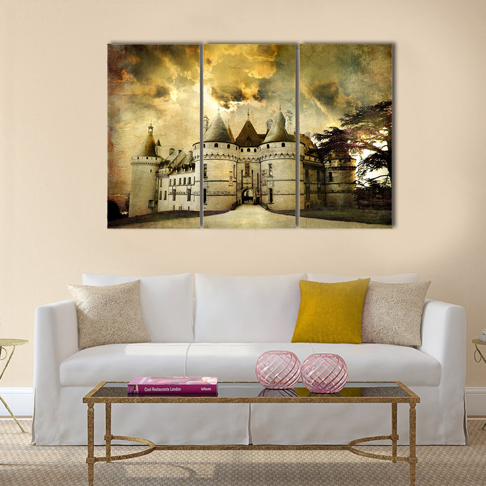 Chaumont castle - artistic retro styled picture Multi Panel Canvas Wall Art