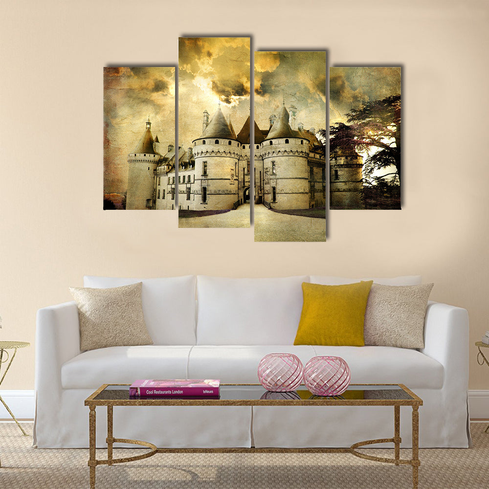 Chaumont castle - artistic retro styled picture Multi Panel Canvas Wall Art