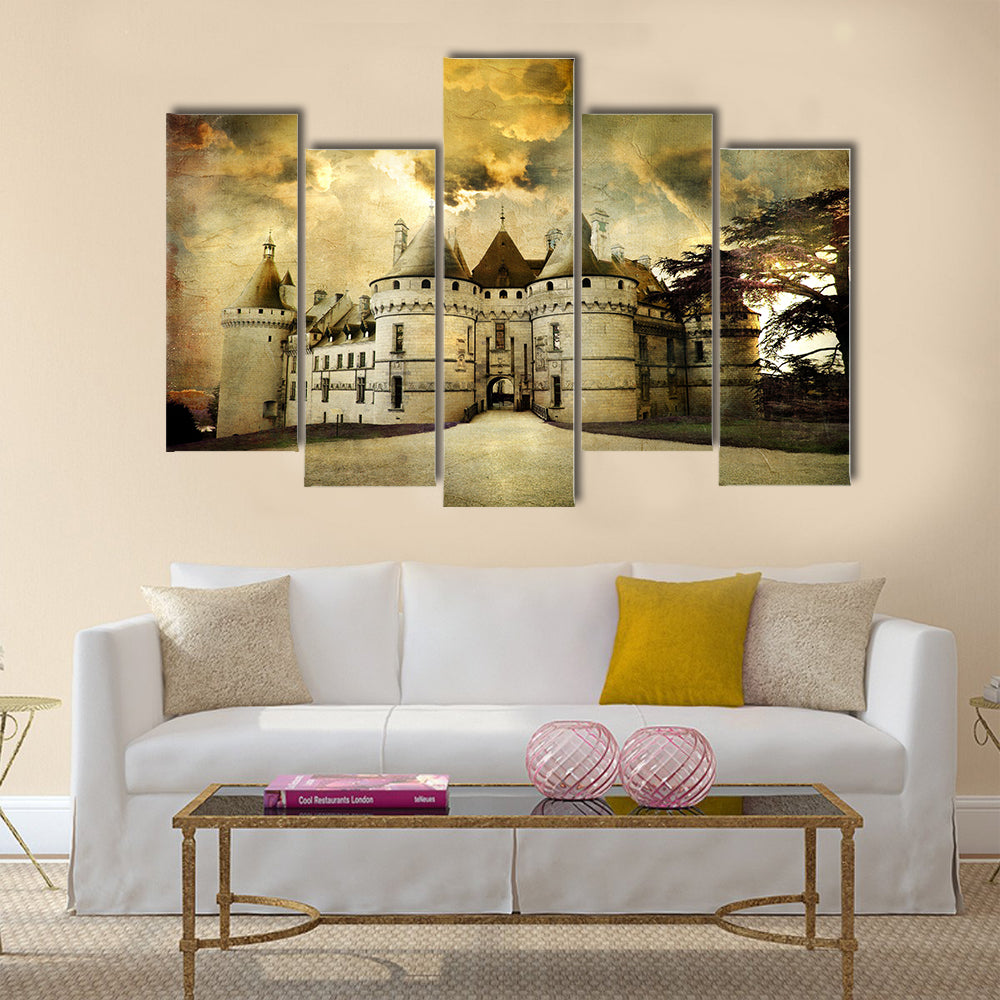 Chaumont castle - artistic retro styled picture Multi Panel Canvas Wall Art