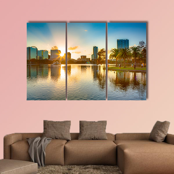 Sunset at Orlando multi panel canvas wall art