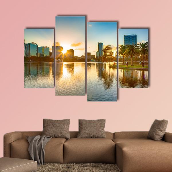 Sunset at Orlando multi panel canvas wall art