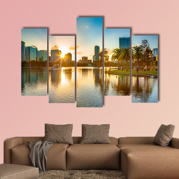Sunset at Orlando Multi panel canvas wall art
