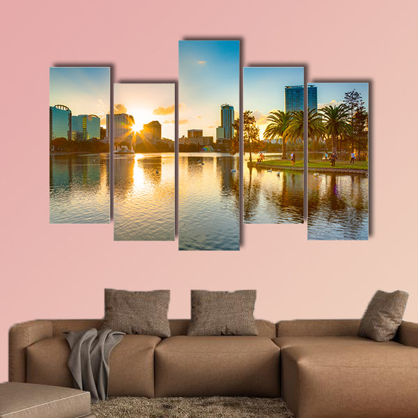 Sunset at Orlando multi panel canvas wall art