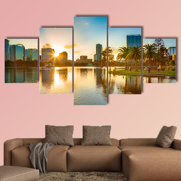 Sunset at Orlando multi panel canvas wall art