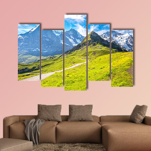 Panorama view to Grindelwald from Mannlichen with Eiger wall art