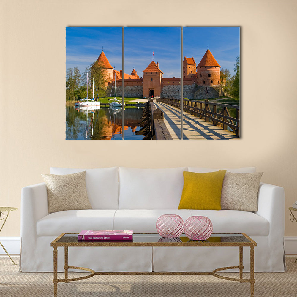 Island castle in Trakai Multi panel canvas wall art