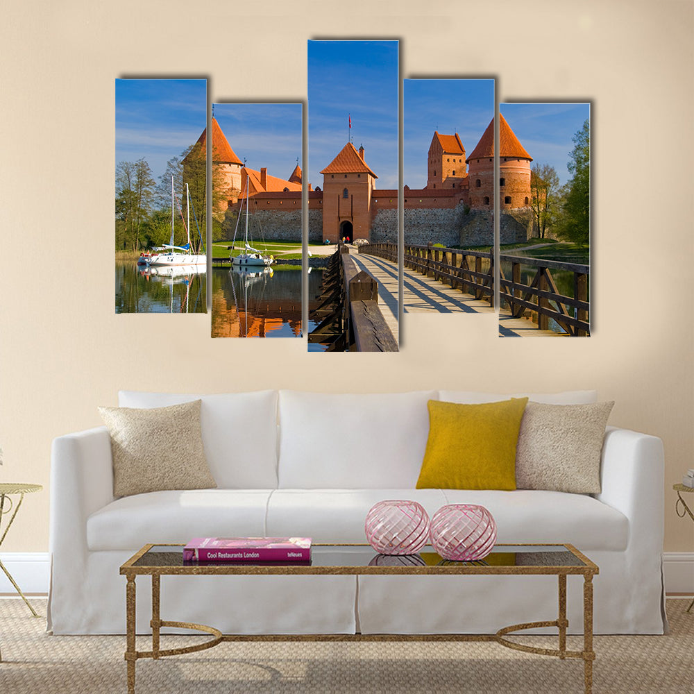Island castle in Trakai Multi panel canvas wall art