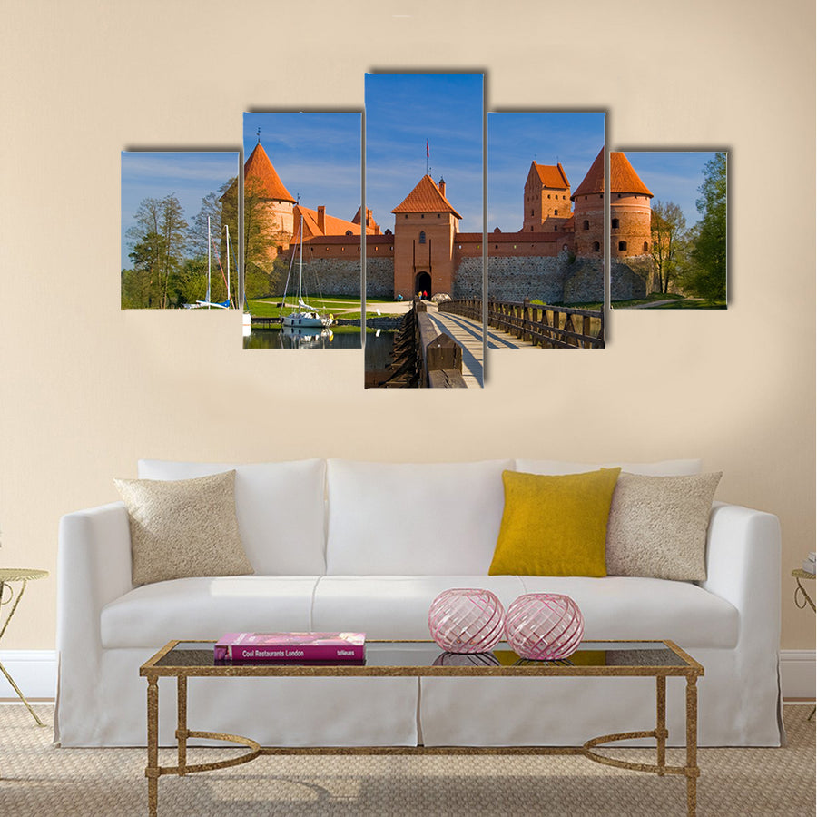 Island castle in Trakai Multi panel canvas wall art