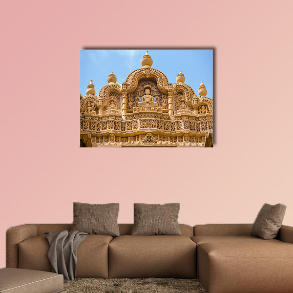 Detail of the Jain temple in Jaisalmer, India multi panel canvas wall art