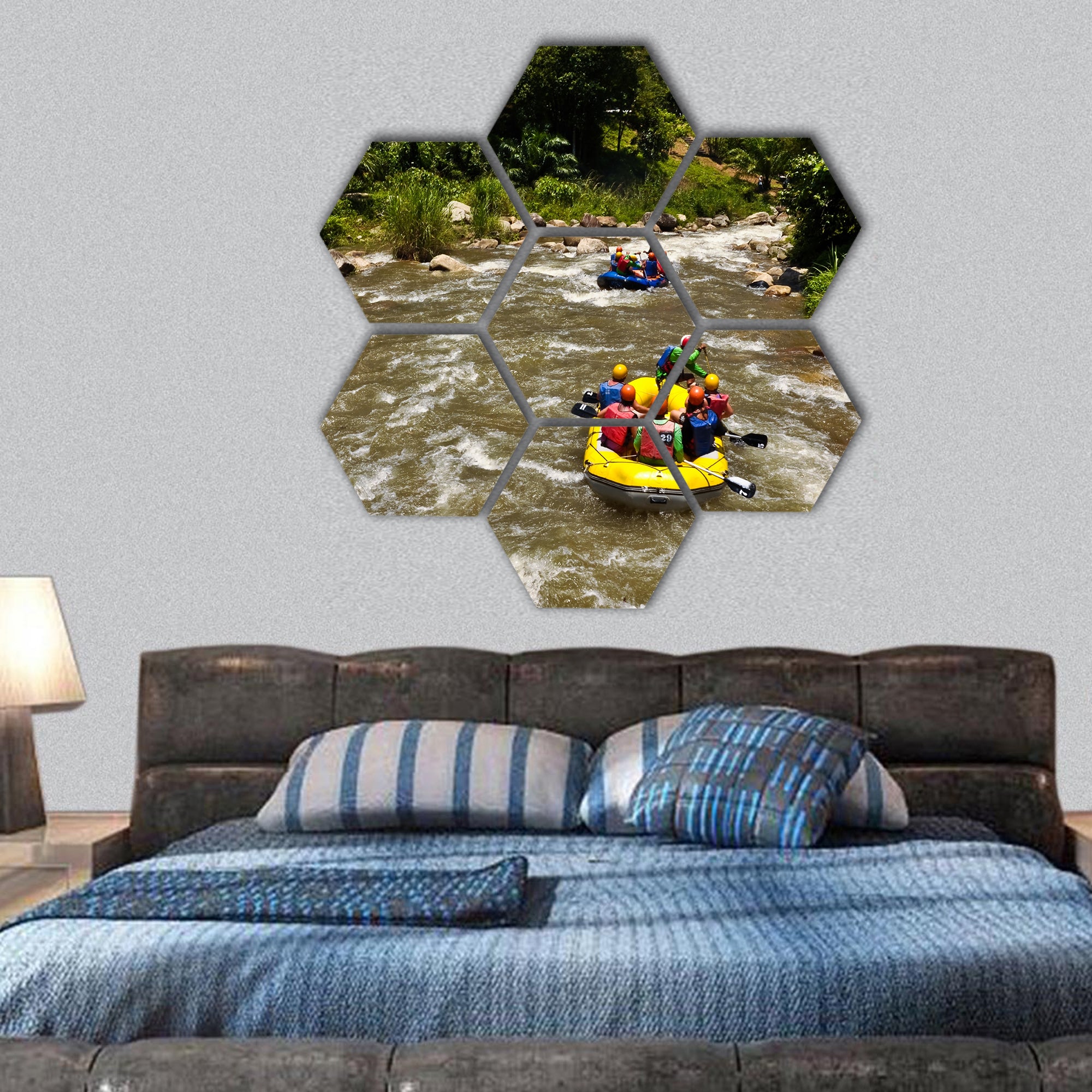 Adventure trip hexagonal canvas wall art