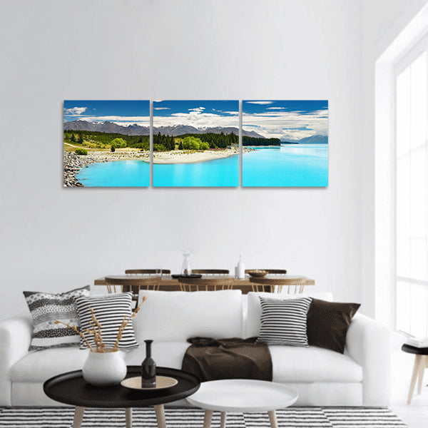 Pukaki lake and Southern Alps, New Zealand Panoramic Canvas Wall Art