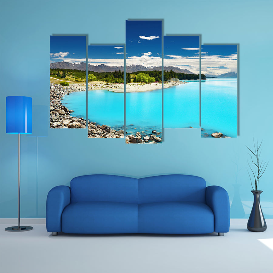 Pukaki Lake and Southern Alps In New Zealand Multi Panel Canvas Wall Art