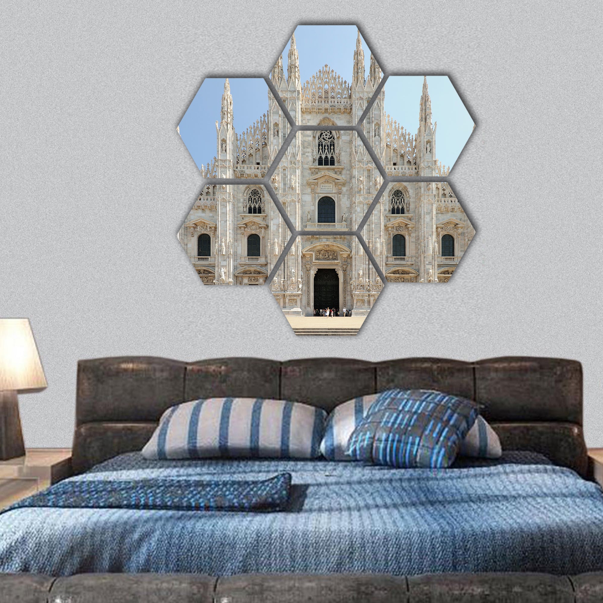 Facade of Milan Cathedral Lombardy, Italy hexagonal canvas wall art