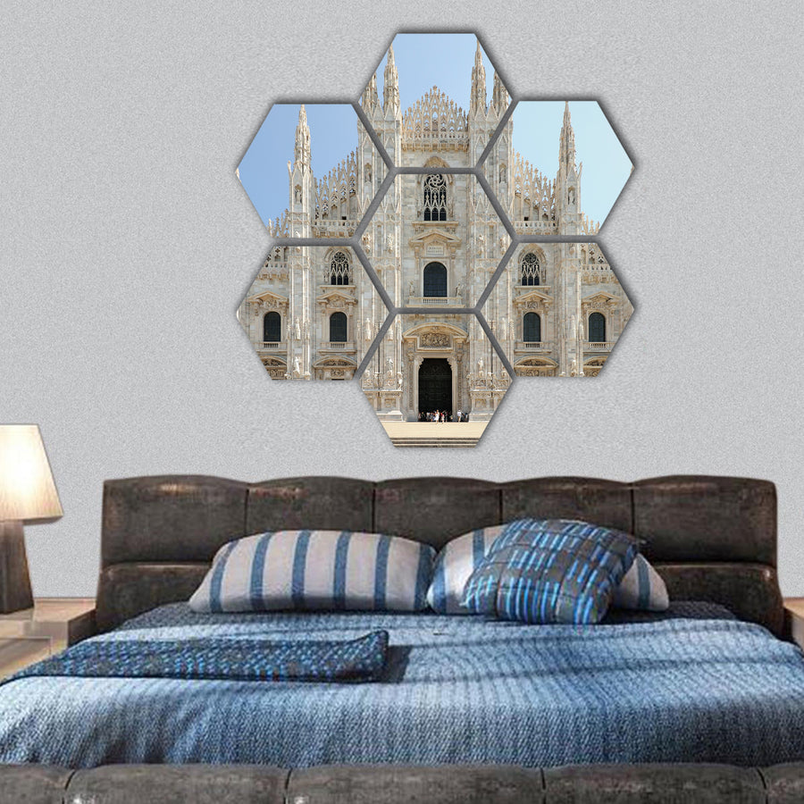 Facade of Milan Cathedral Lombardy, Italy hexagonal canvas wall art