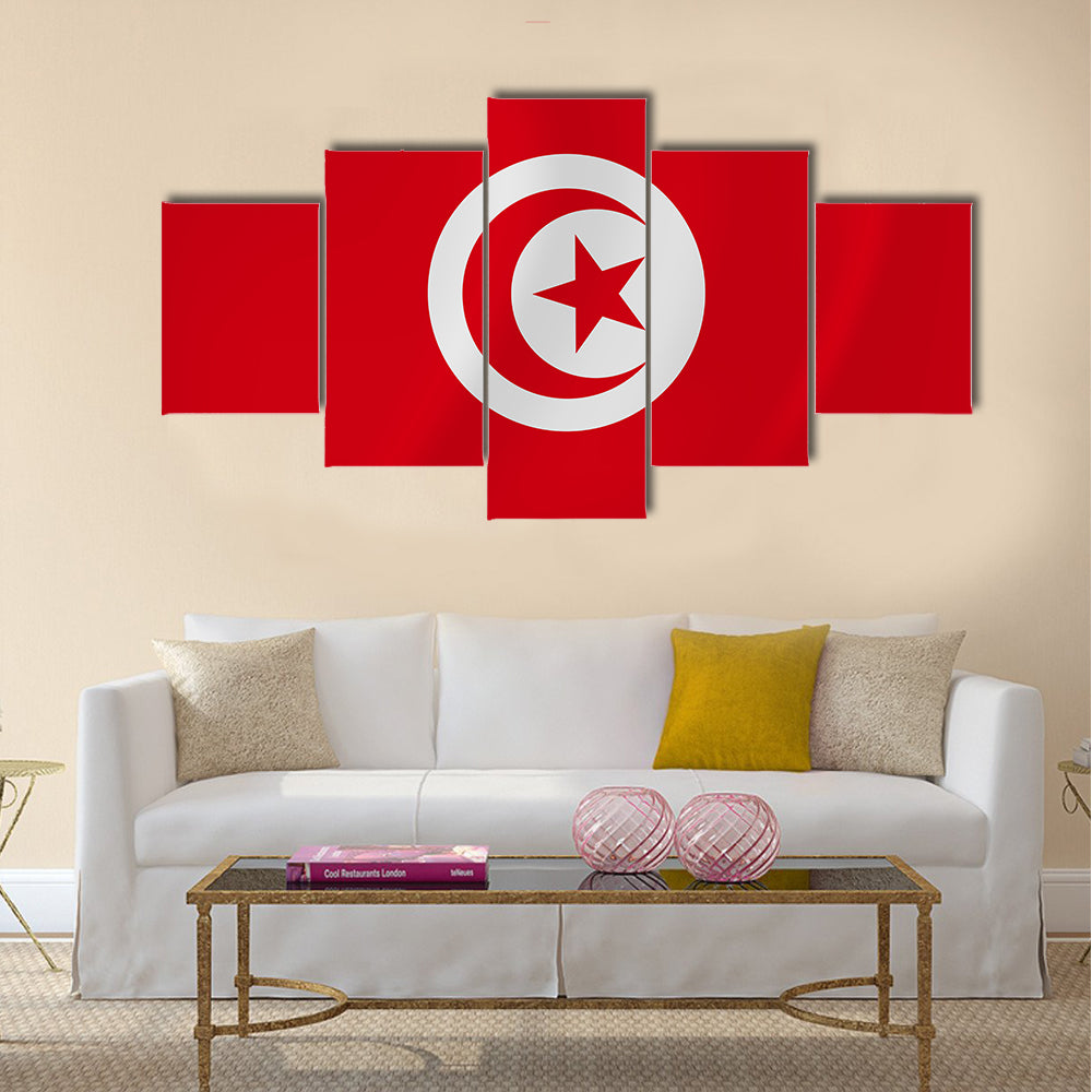 Vector image of the Tunisia waving flag Multi panel canvas wall art