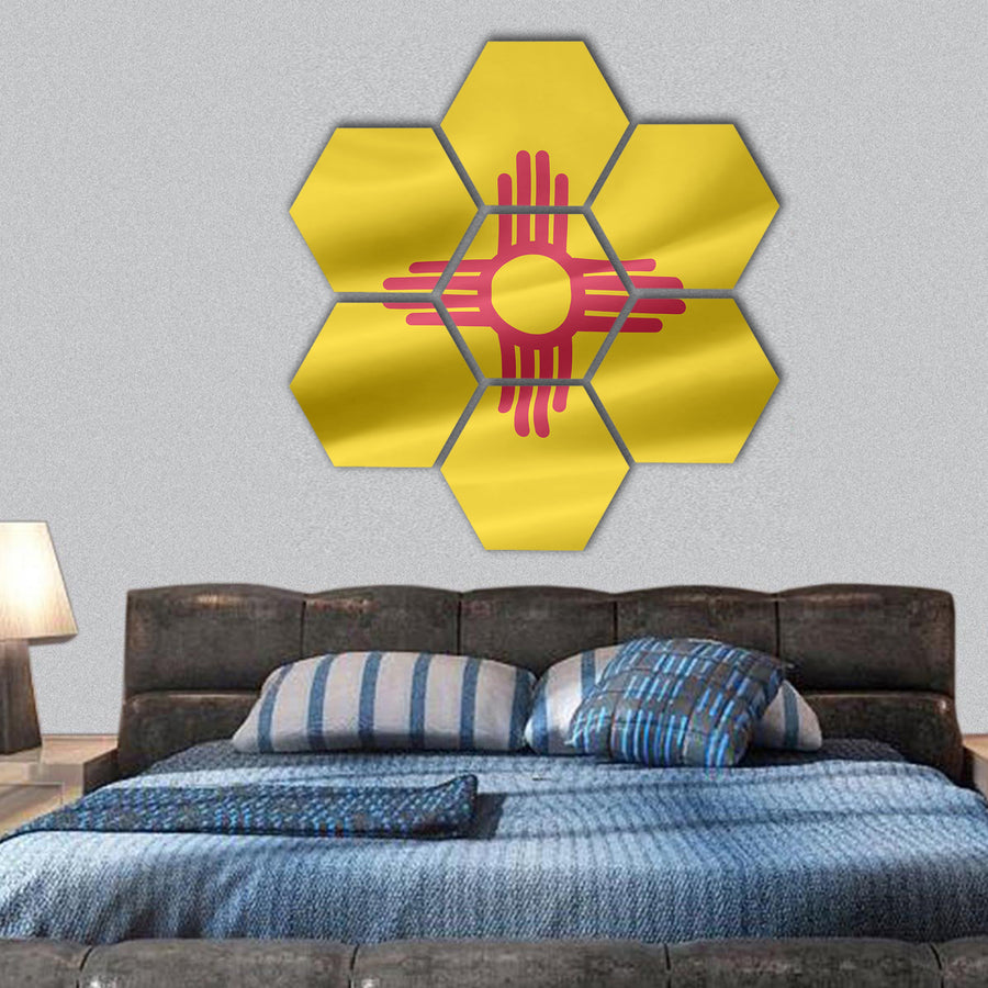 Flag of New Mexico hexagonal canvas wall art
