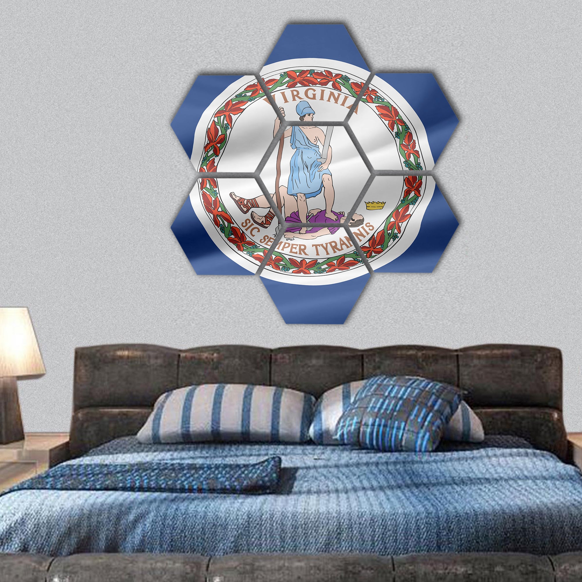 Flag of Virginia hexagonal canvas wall art