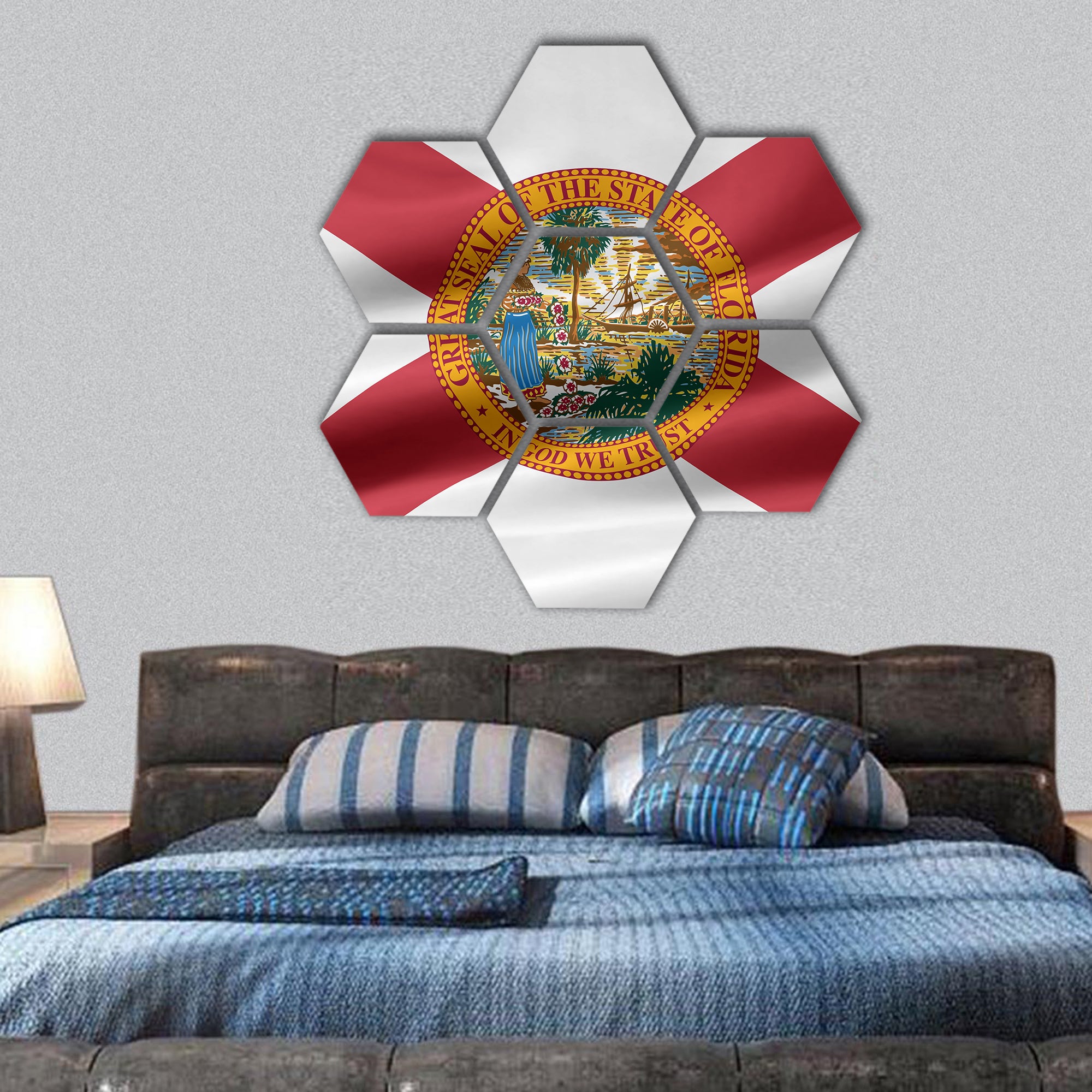Flag of Florida hexagonal canvas wall art