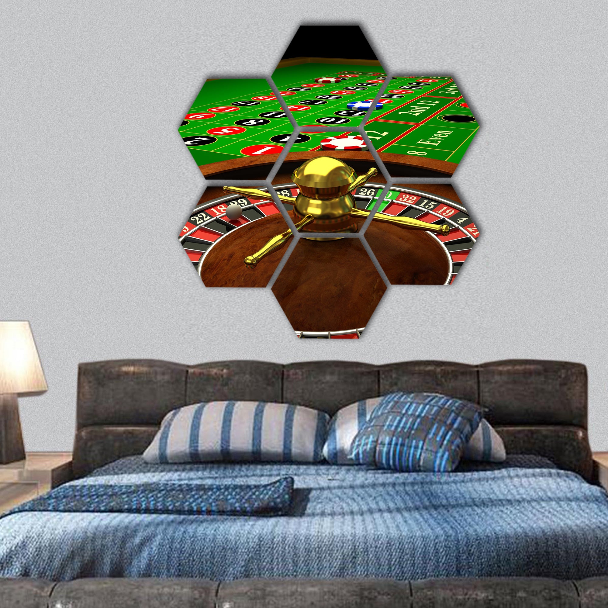 Casino Roulette hexagonal canvas wall art