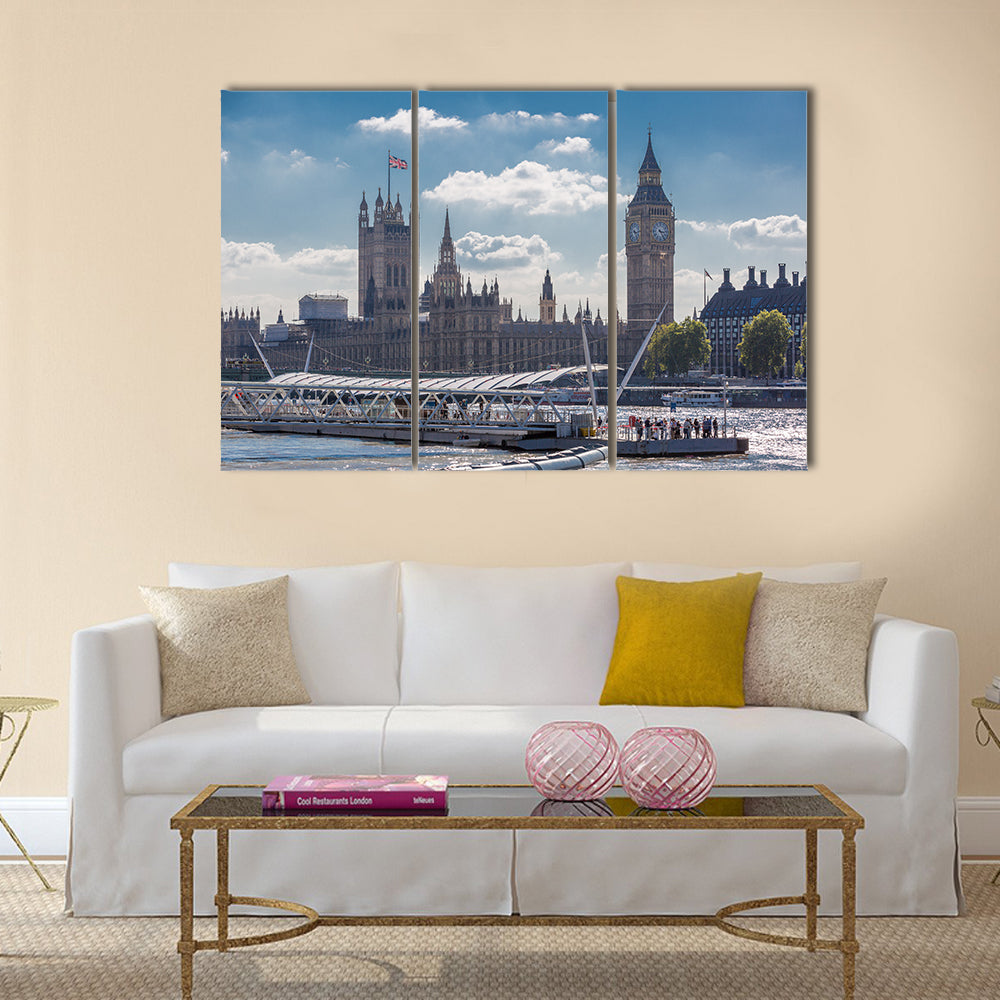 View Of The big Ben And The Houses Of The Parliament,United Kingdom, Multi Panel Canvas Wall Art