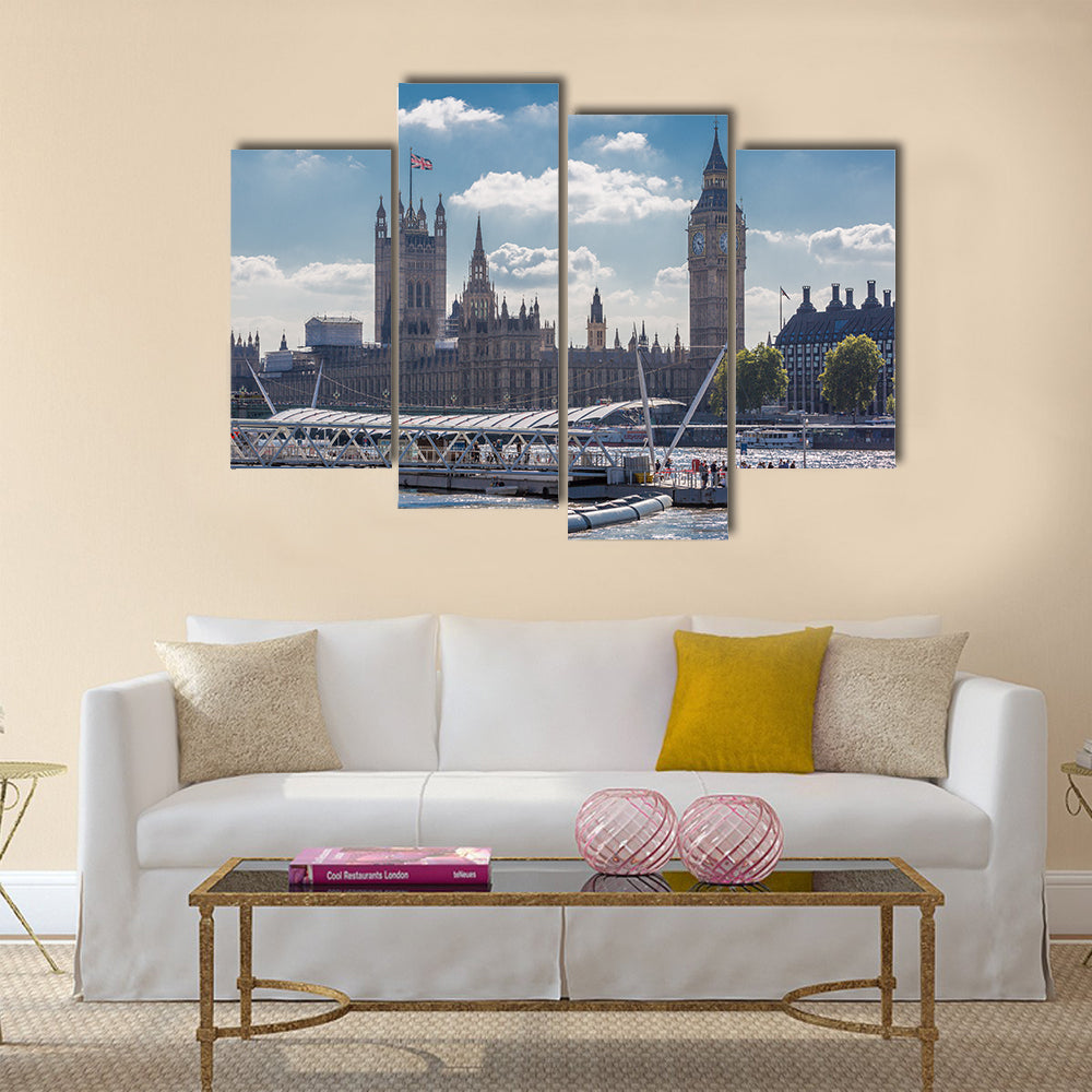 View Of The big Ben And The Houses Of The Parliament,United Kingdom, Multi Panel Canvas Wall Art