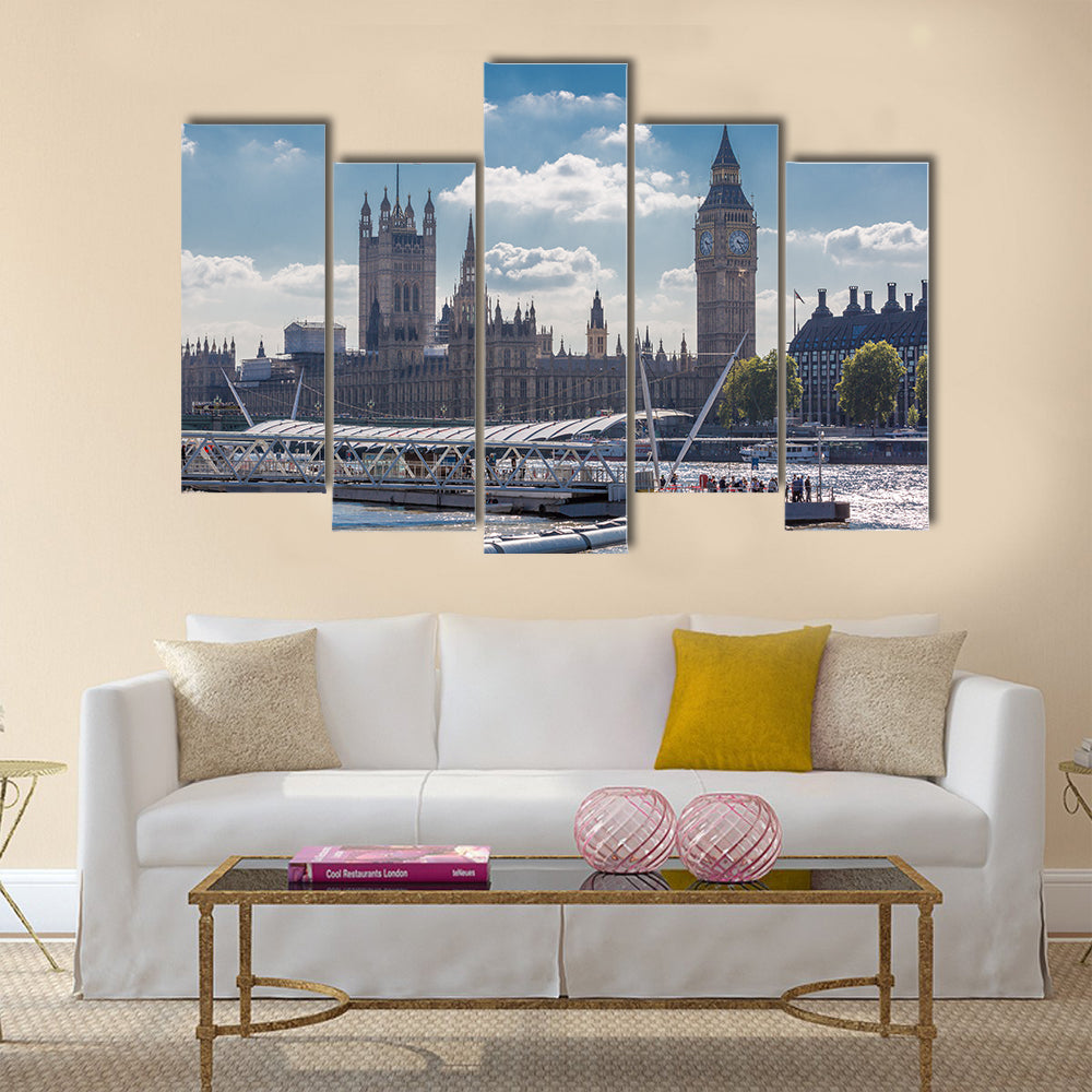 View Of The big Ben And The Houses Of The Parliament,United Kingdom, Multi Panel Canvas Wall Art