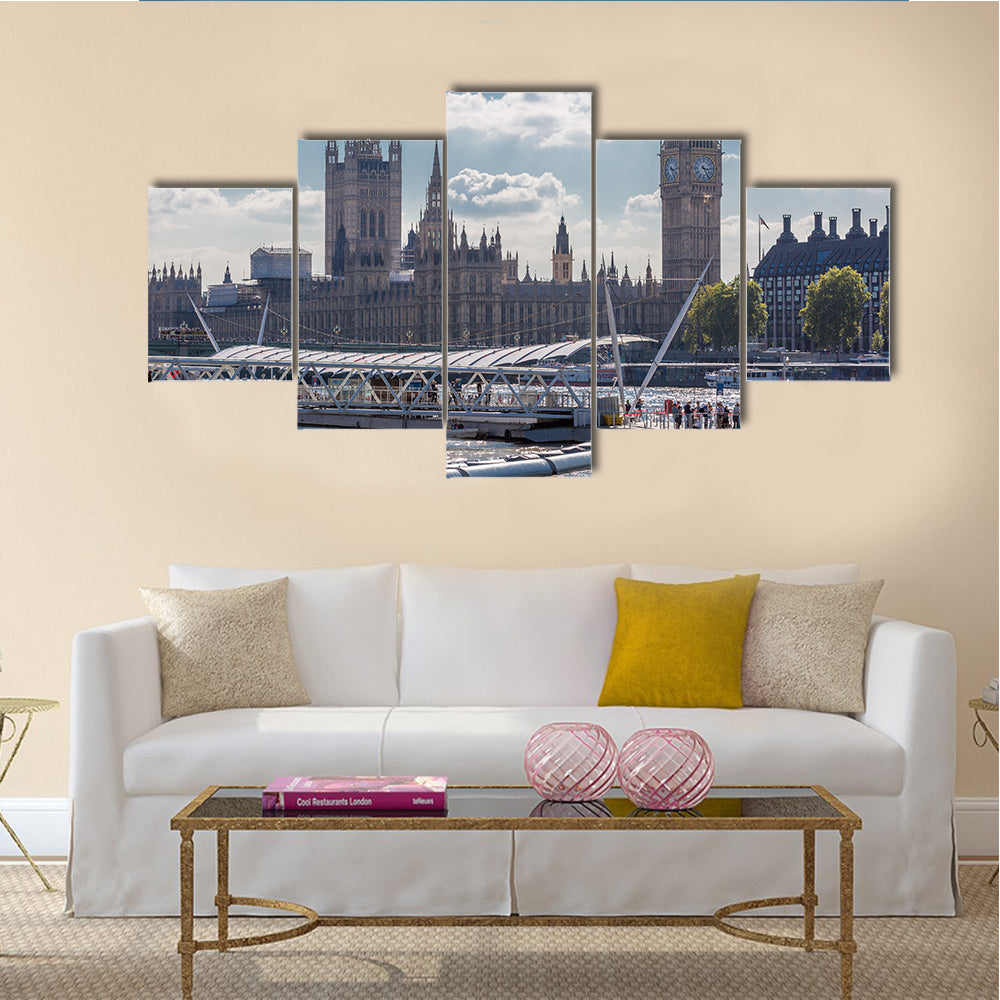 View Of The big Ben And The Houses Of The Parliament,United Kingdom, Multi Panel Canvas Wall Art