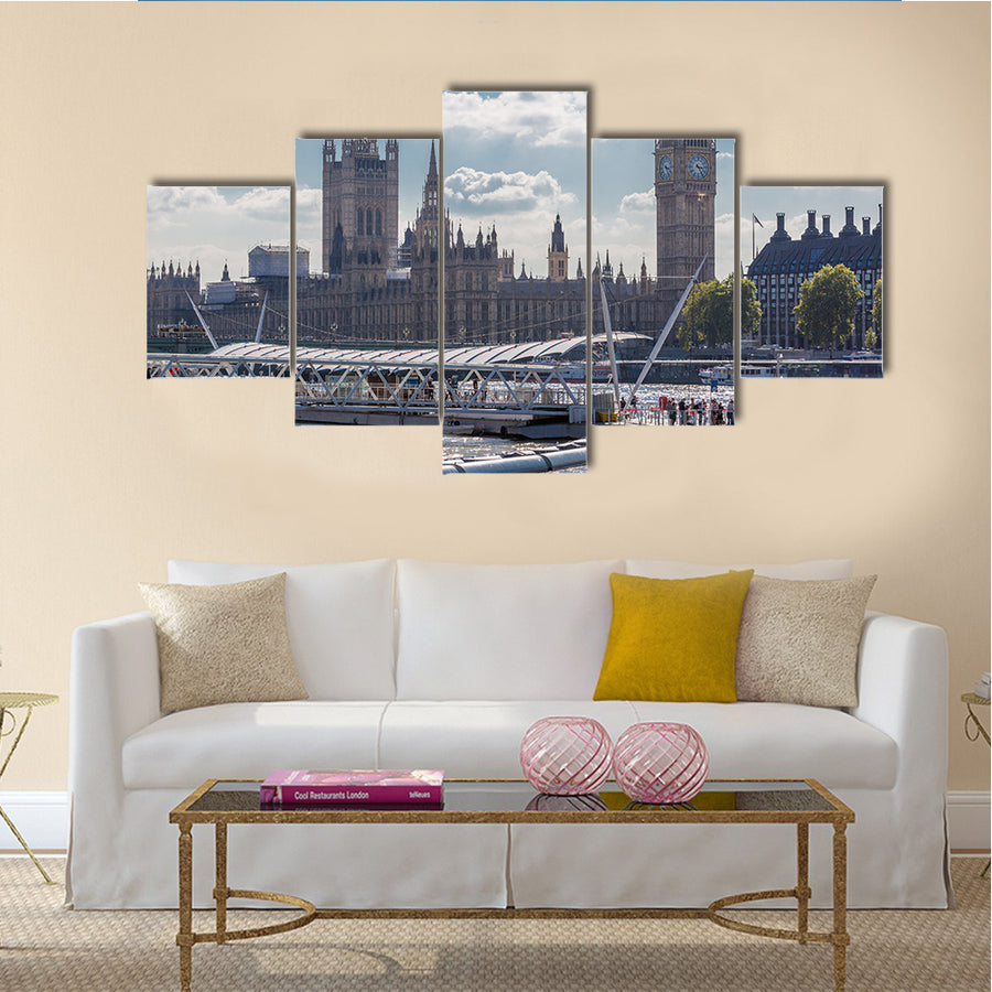 View Of The big Ben And The Houses Of The Parliament,United Kingdom, Multi Panel Canvas Wall Art