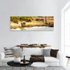 South African safari wildlife animals together at sunset  Panoramic canvas Wall Art