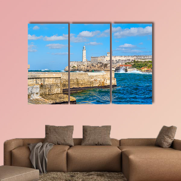 The fortress and lighthouse of El Morro of Havana in Cuba multi panel canvas wall art