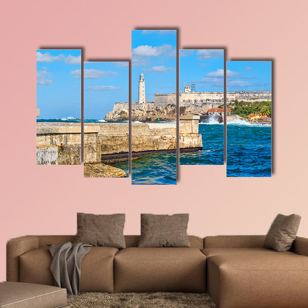The fortress and lighthouse of El Morro of Havana in Cuba multi panel canvas wall art