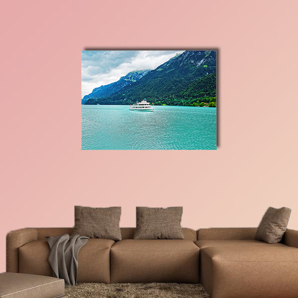 Passenger ferry at Lake Brienz and Brienzer Rothorn Mountain multi panel canvas wall art