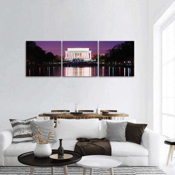 Lincoln Memorial at sunset, lake reflections, Washington DC Panoramic Canvas Wall Art