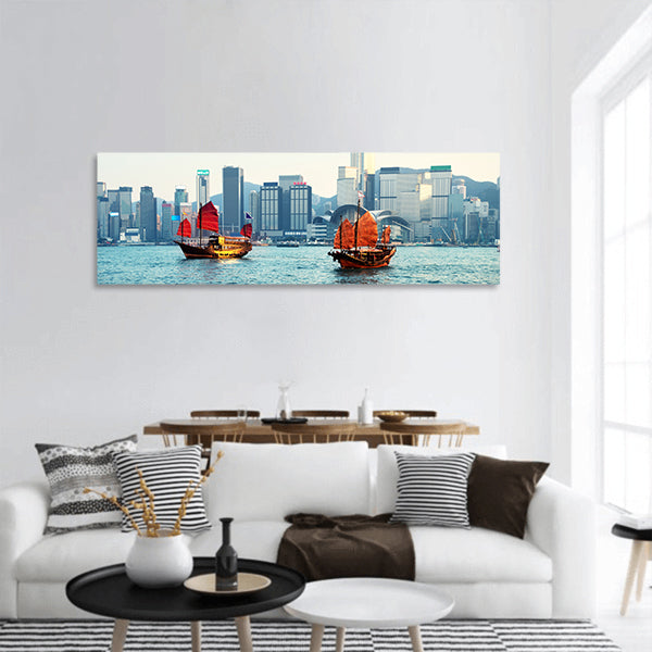 Hong Kong harbour Panoramic canvas Wall Art