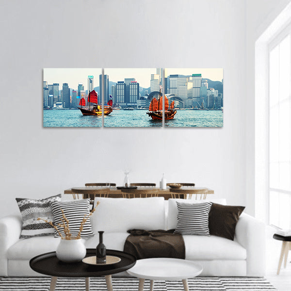 Hong Kong harbour Panoramic canvas Wall Art