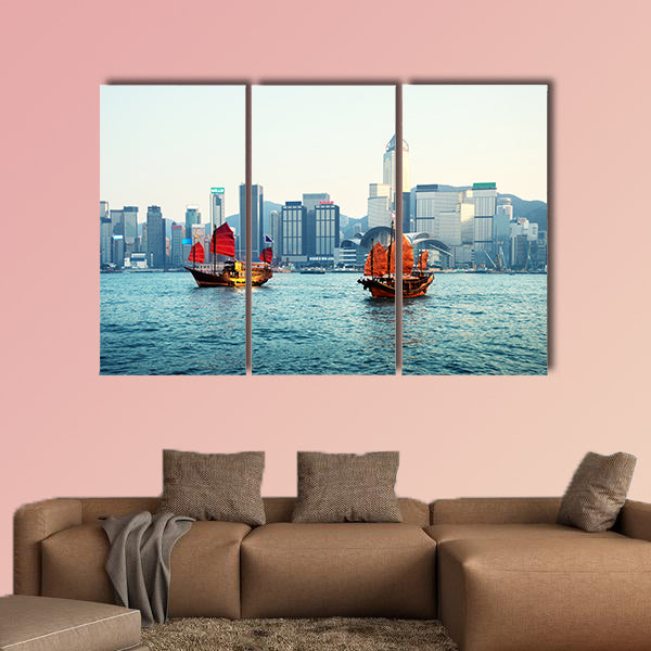 Hong Kong harbor multi panel canvas wall art