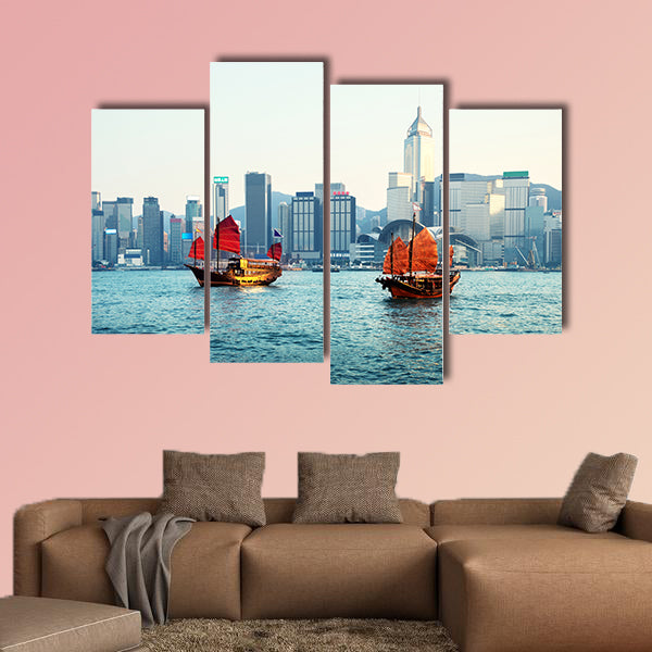 Hong Kong harbor multi panel canvas wall art