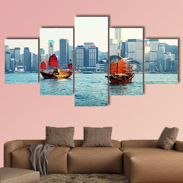 Hong Kong harbor multi panel canvas wall art