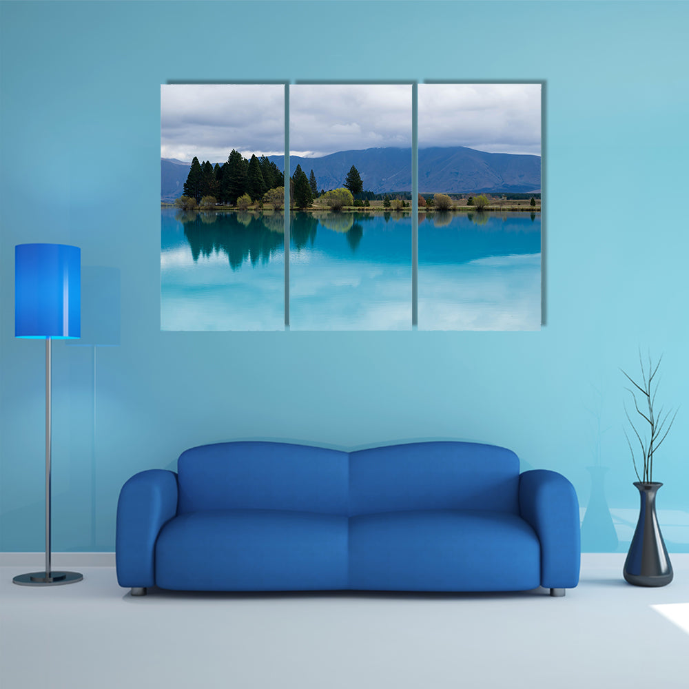 Blue Lake In New Zealand Multi Panel Canvas Wall Art