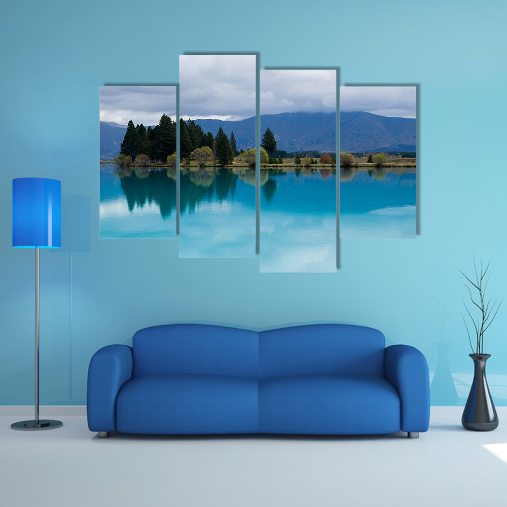 Blue Lake In New Zealand Multi Panel Canvas Wall Art